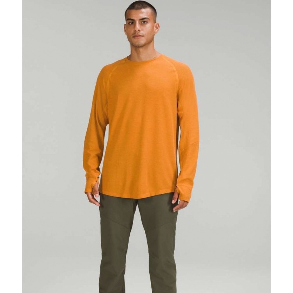 Lululemon Ventilated Hiking Long Sleeve Shirt Men's XL Autumn Orange Outdoor